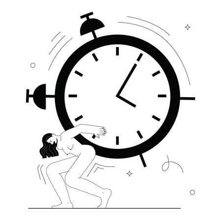 Free Woman Carrying Weight of Time  Illustration