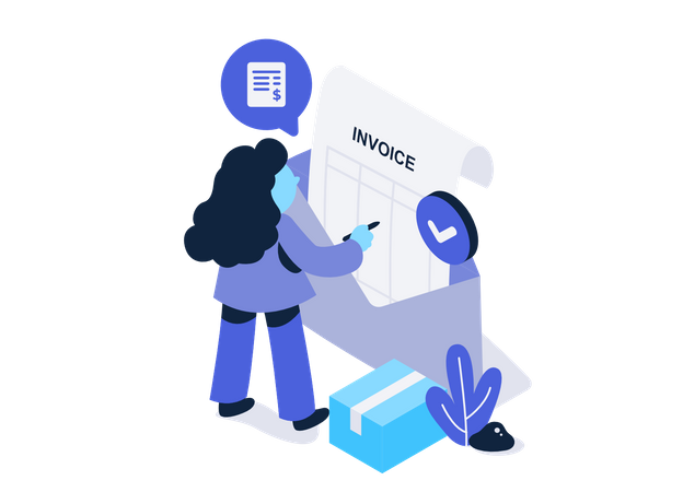 Free Woman checking invoice  Illustration