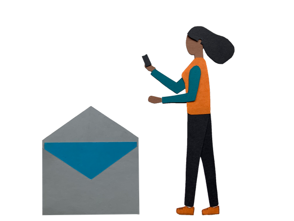 Free Woman checking received email on phone Illustration