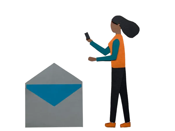 Free Woman checking received email on phone  Illustration