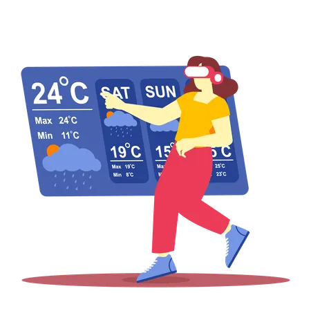 Free Woman checking weather using vr technology  Illustration