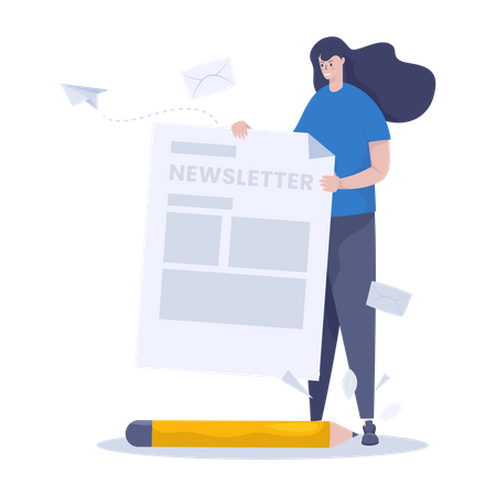 Free Woman composing newsletter  Illustration