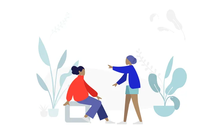 Free Woman discussing in park  Illustration