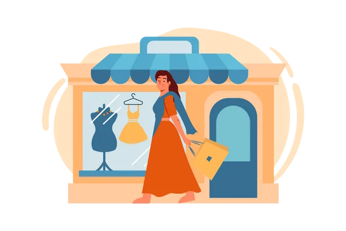 Free Woman doing diwali shopping Illustration