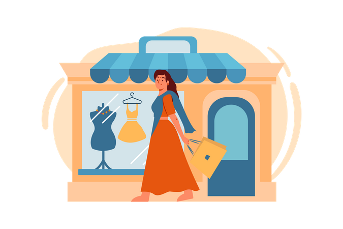 Free Woman doing diwali shopping  Illustration