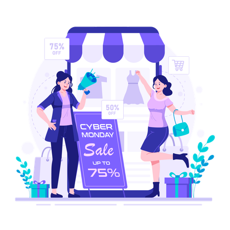 Free Woman enjoy discounted price on cyber monday  Illustration