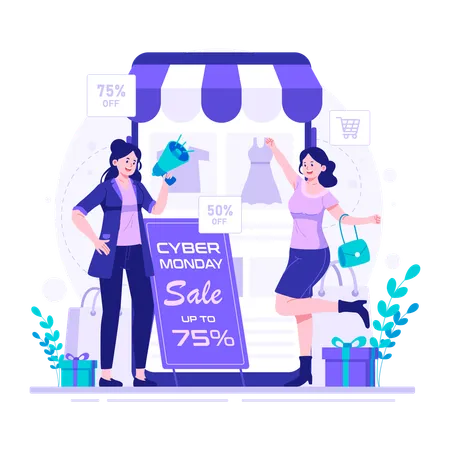 Free Woman enjoy discounted price on cyber monday  Illustration