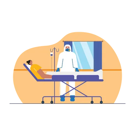 Free Woman getting treatment inside quarantine ward  Illustration