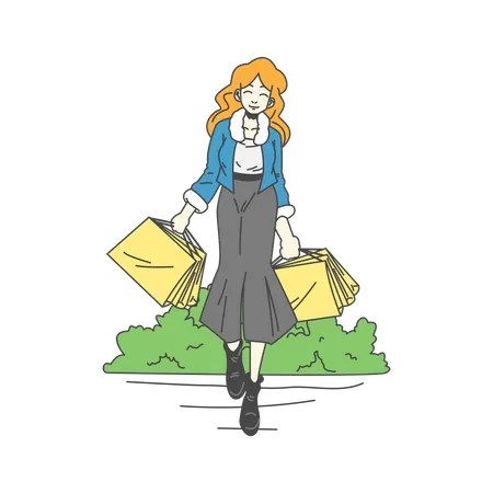 Free Woman holding Shopping bag  Illustration