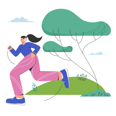 Free Woman Jogging in Park  Illustration