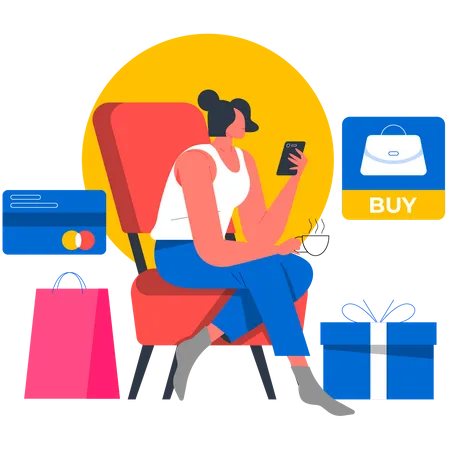 Free Woman paying via card for online shopping  Illustration