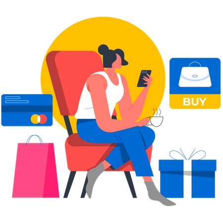 Free Woman paying via card for online shopping  Illustration