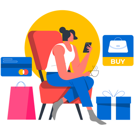 Free Woman paying via card for online shopping  Illustration