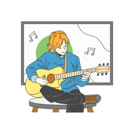 Free Woman playing guitar  Illustration