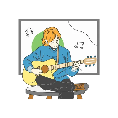 Free Woman playing guitar  Illustration