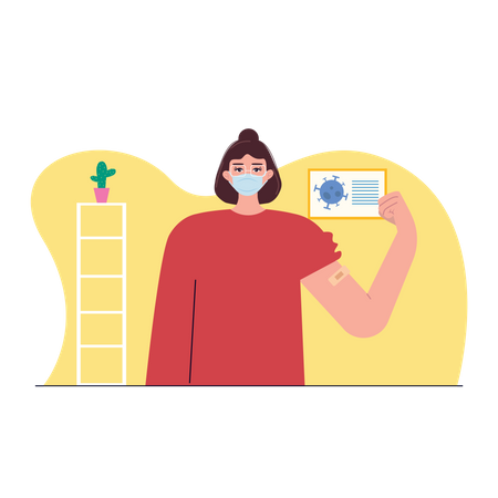 Free Woman showing vaccination certificate  Illustration