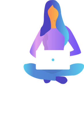 Free Woman sitting and working on laptop  Illustration