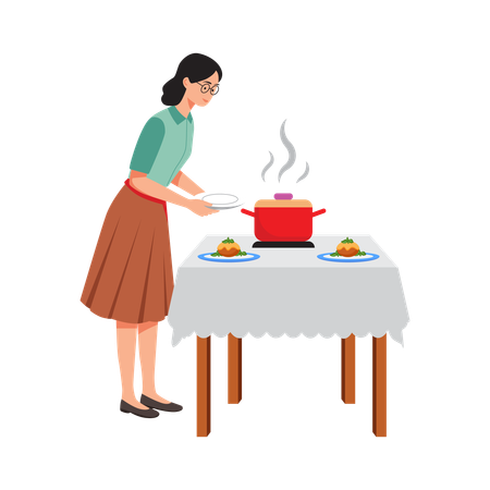 Free Woman Tasting Food on Stove  Illustration