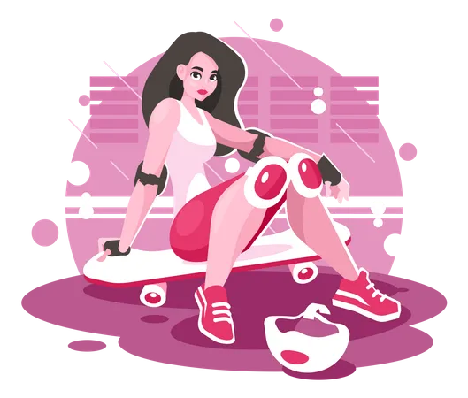 Free Woman With Skate  Illustration