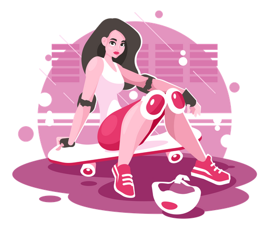 Free Woman With Skate  Illustration