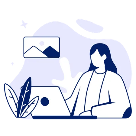 Free Woman working on computer Illustration