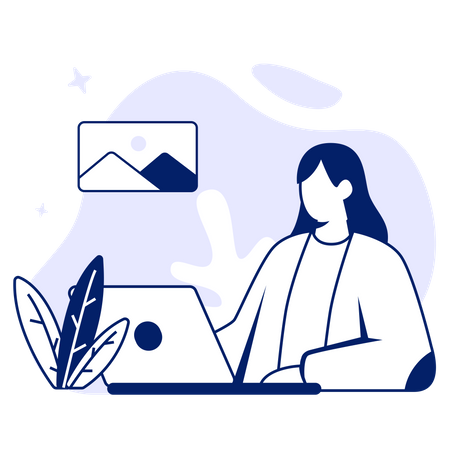 Free Woman working on computer  Illustration