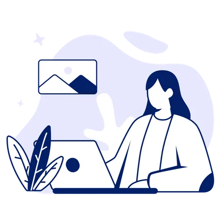 Free Woman working on computer  Illustration