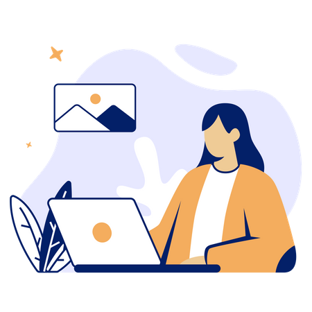 Free Woman working on computer  Illustration