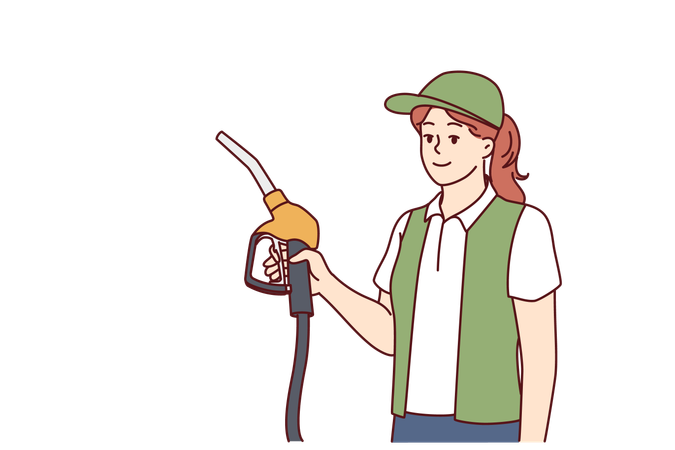 Free Woman works at petrol pump  Illustration