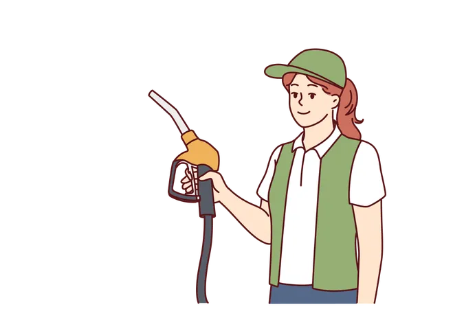 Free Woman works at petrol pump  Illustration