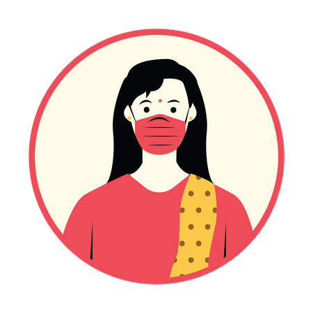 Free Women with surgical mask Illustration