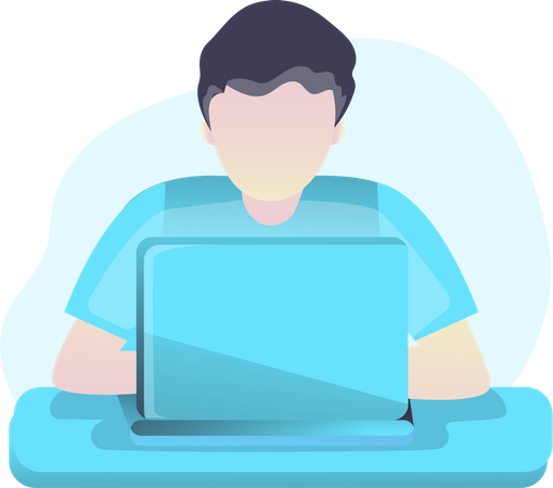 Free Working With Laptop  Illustration