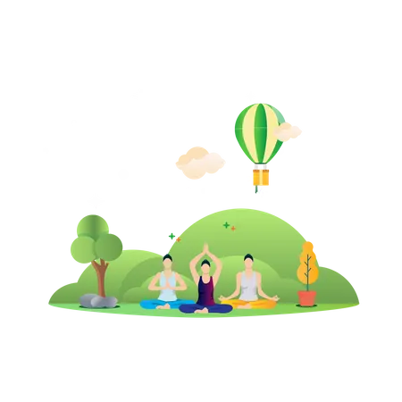 Free Yoga class at outdoor park Illustration