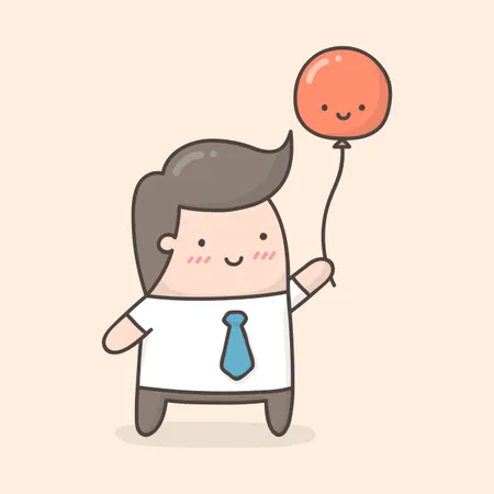 Free Young man holding red balloon  Illustration