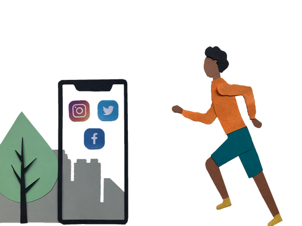 Free Youth running towards mobile  Illustration