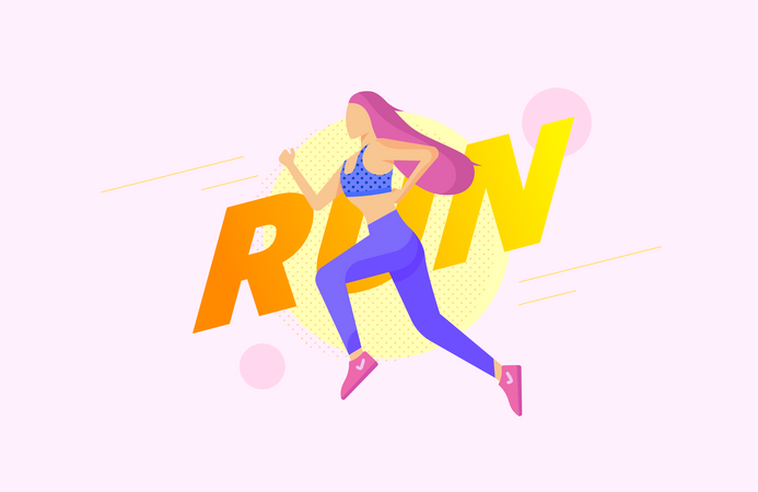 Girl Jogging Illustration