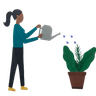 free girl watering plant illustrations