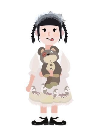 Girl with teddy bear Illustration