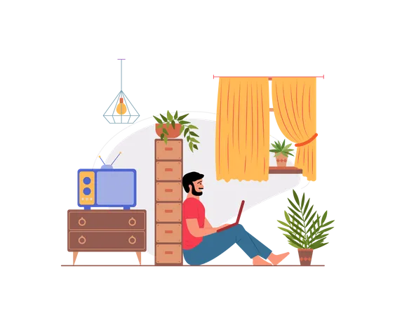 Guy working at home Illustration