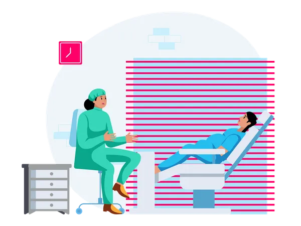 Gynaecologist consulting pregnant lady Illustration