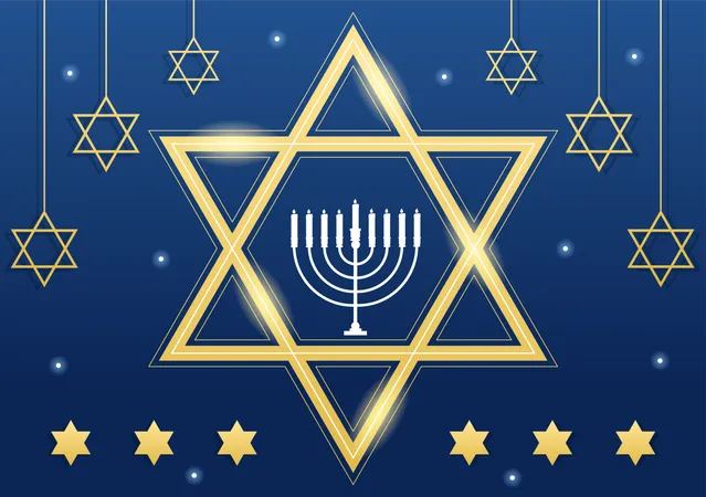Happy Hanukkah Jewish Holiday Illustration
