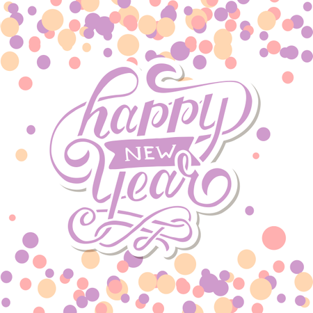 Happy New Year Vector Gradient Phrase Lettering Calligraphy Sticker Illustration