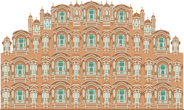 Download Free Hawa Mahal Illustration download in PNG & Vector format