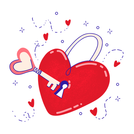 Heart Key Illustration