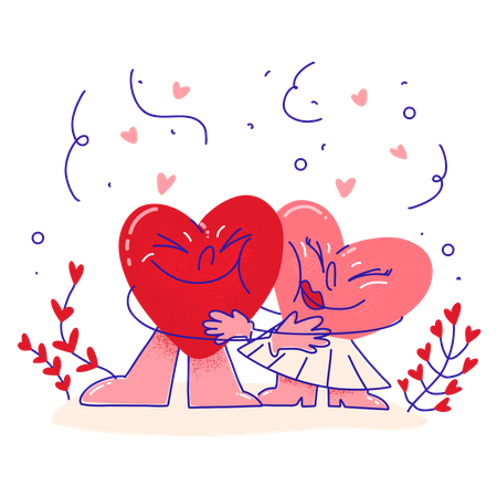 Hearts Hugging Illustration
