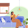 lady talking on a call illustration