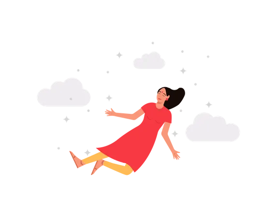 Indian woman dreaming while sleeping Illustration
