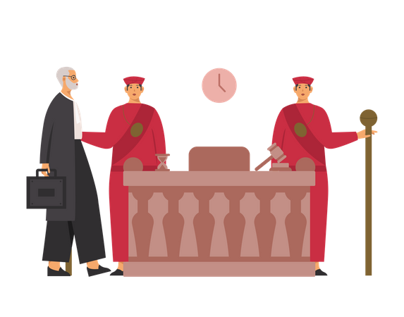 Judge arriving in court Illustration