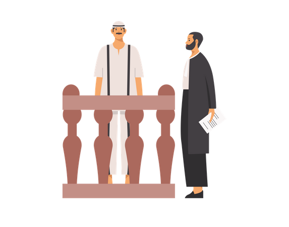 Lawyer asking questions to criminal Illustration