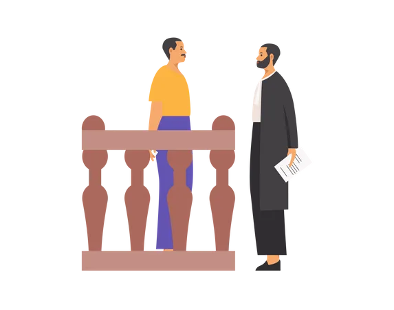 Lawyer asking questions to man Illustration